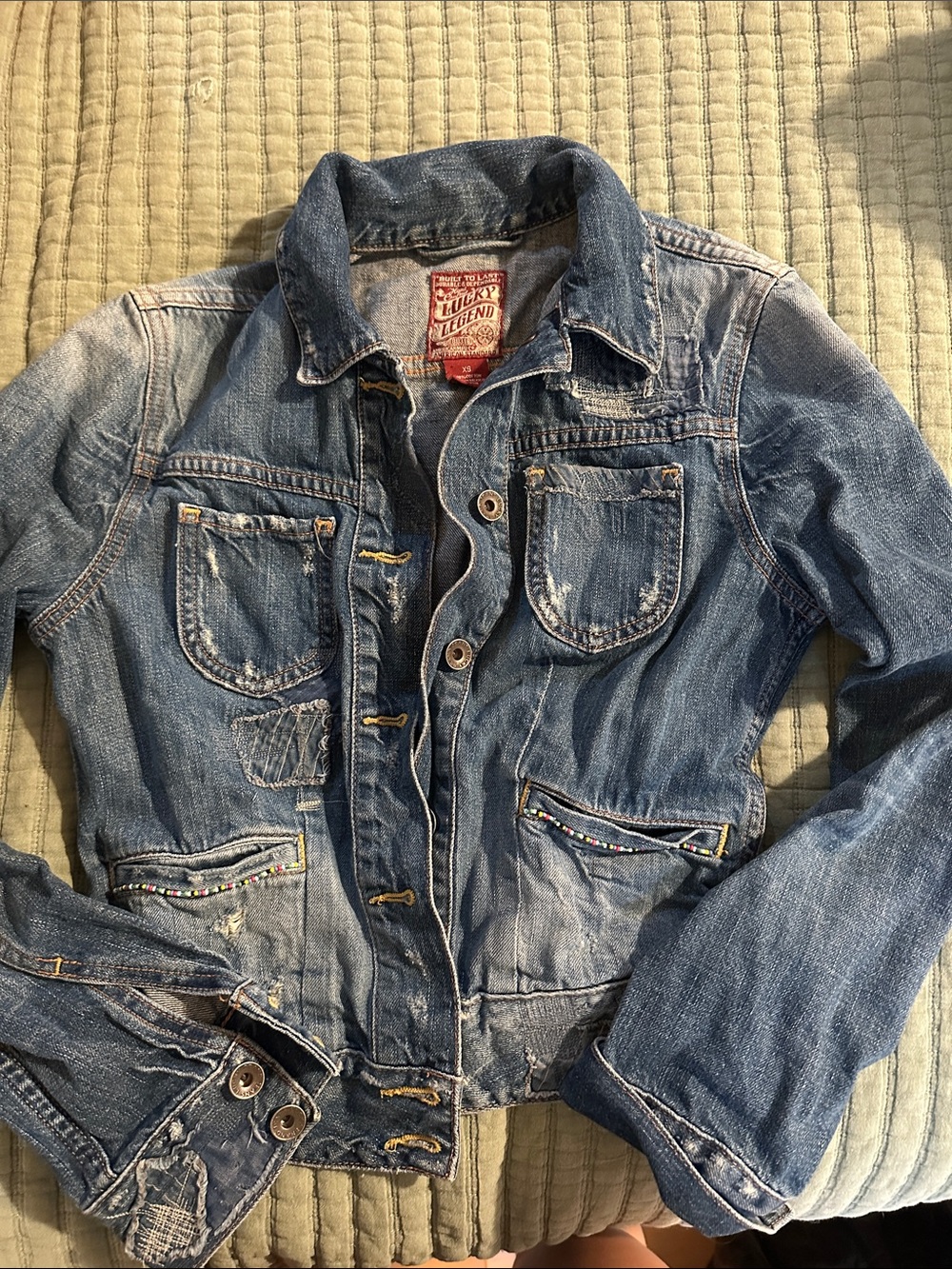 Lucky legend vintage jean jacket with beaded pockets